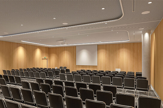 CCH Saal Y - 6er Teilung, Reihenbestuhlung / © Planung Arbeitsgemeinschaft agnLeusmann mit TIM HUPE Architekten, Hamburg