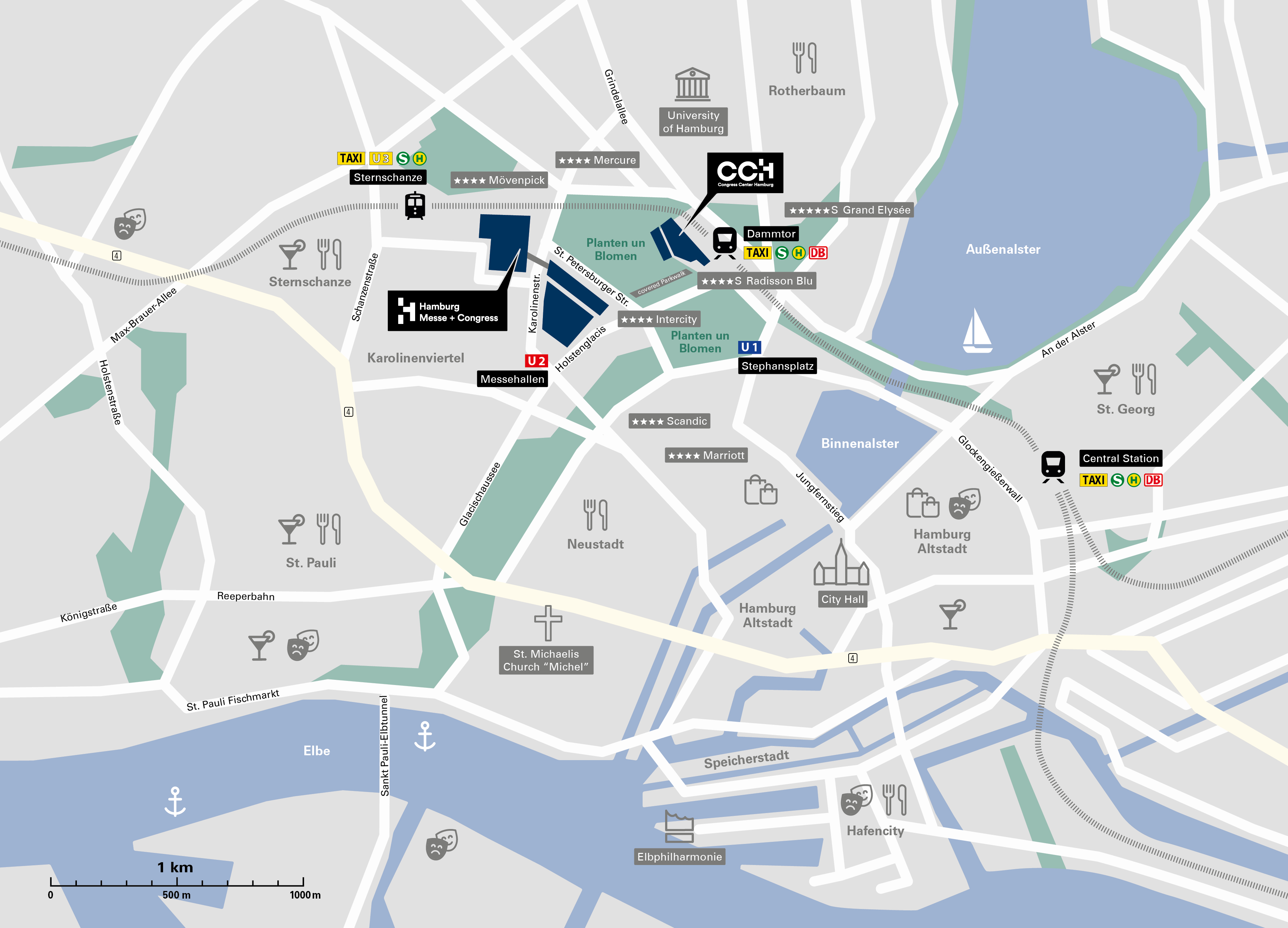 CCH Lageplan mit benachbarten Hotels CCH Lageplan mit benachbarten Hotels